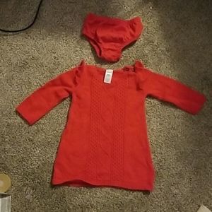 Carter's Girls 9M Red Sweater Dress with Bloomers